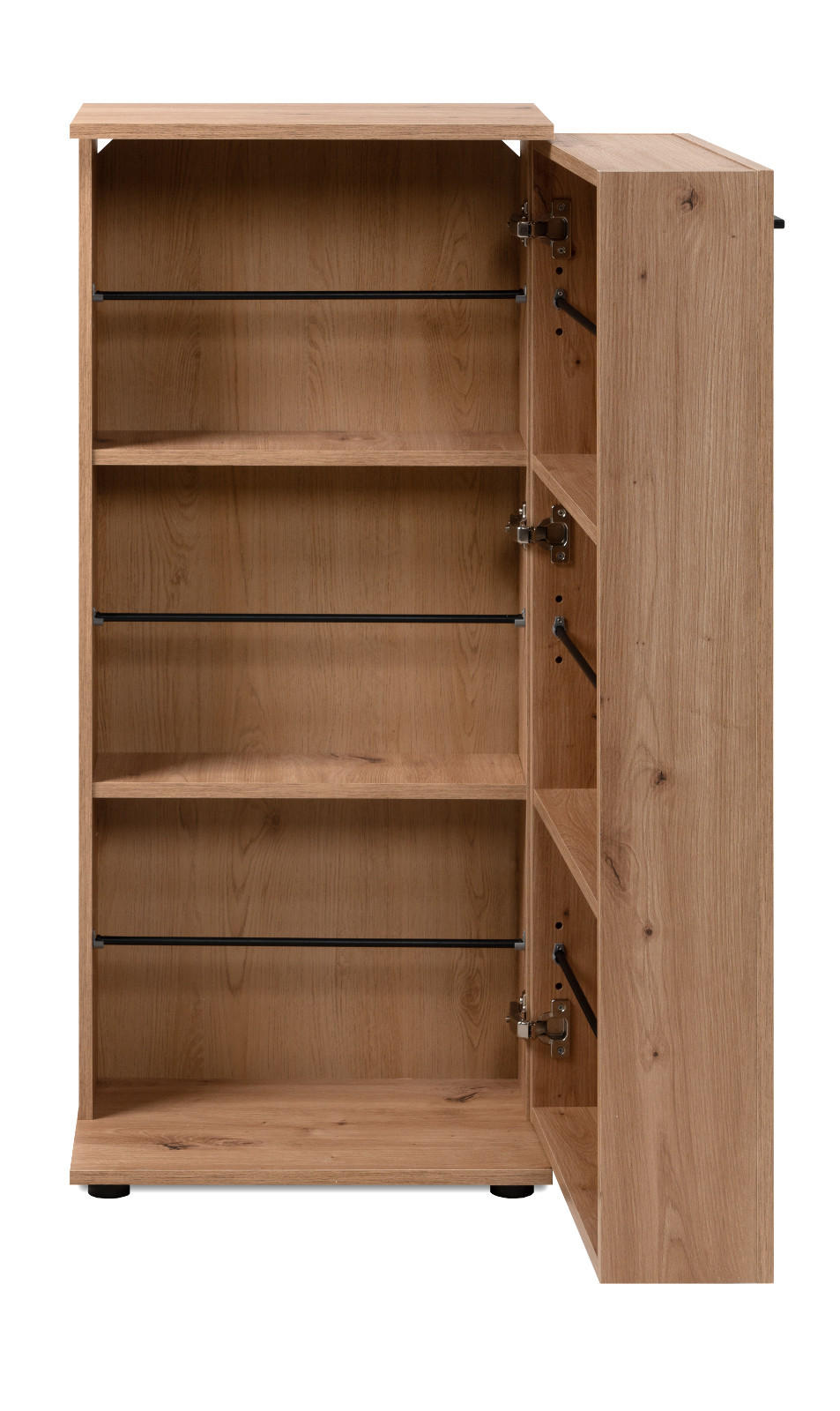 SCHUHSCHRANK Eiche Artisan 50 x 110 cm, Schuhkommode klappbar mit 6 Fächern - Schwarz/Eiche Artisan, Holzwerkstoff/Kunststoff (50/110/34cm) - Furn.Design