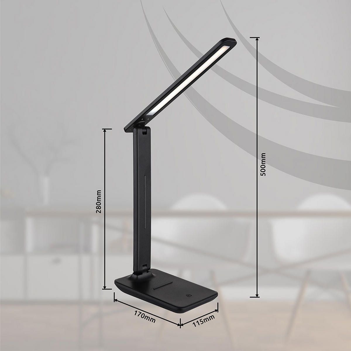 LED TISCHLEUCHTE CCT USB Akku - Schwarz, Kunststoff (28/11.5/50cm) - Globo Lighting