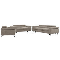SEDACIA ZOSTAVA PETERS 1+2+3 - Sivobéžová Štruktúrovaná látka - čierna/sivobéžová, kov/textil (262/76/99cm) - MKS