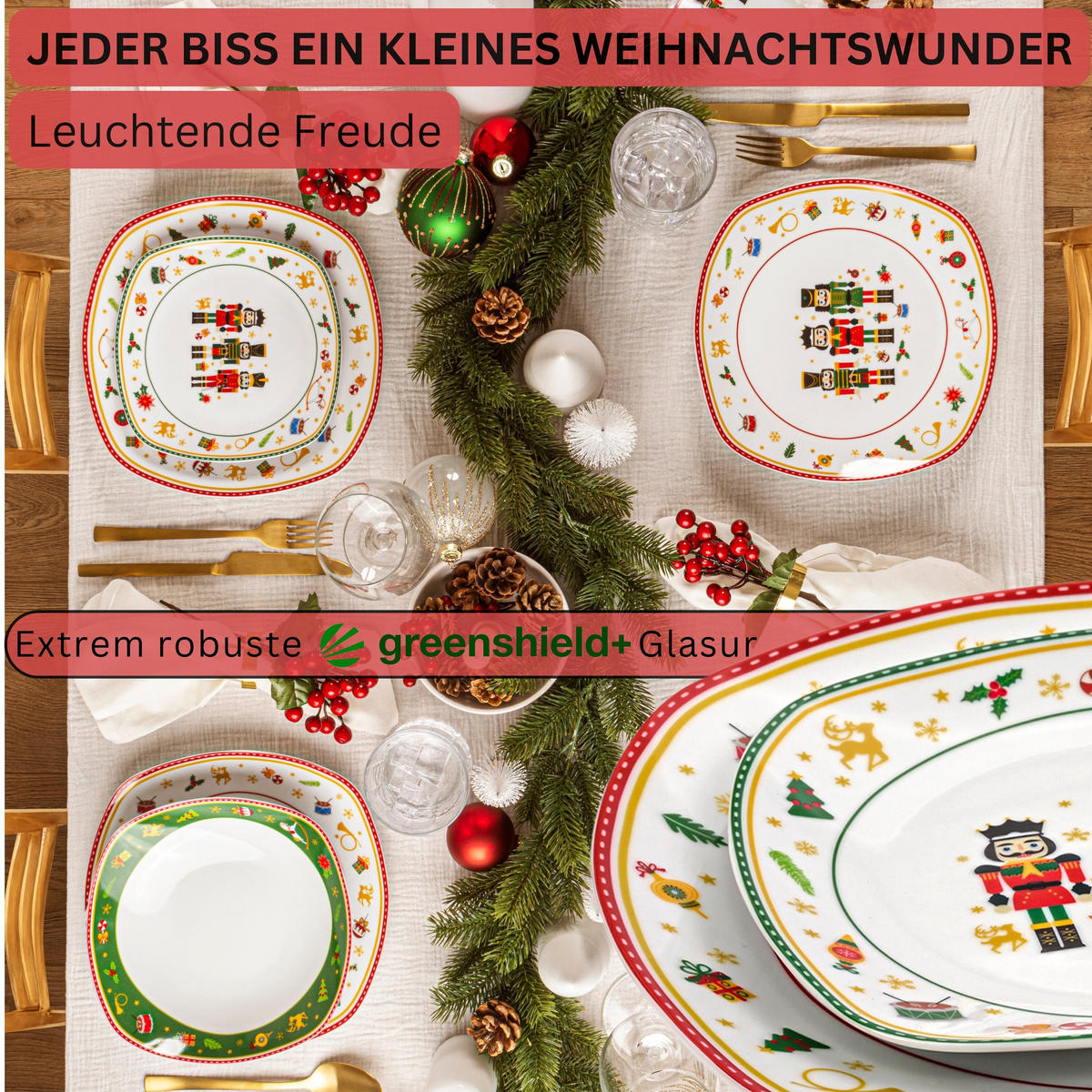 TAFELSERVICE BILGOLA NUSSKNACKER DESIGN - 18 teilig aus Porzellan - Weiß, Keramik (29/29/30cm) - Sänger