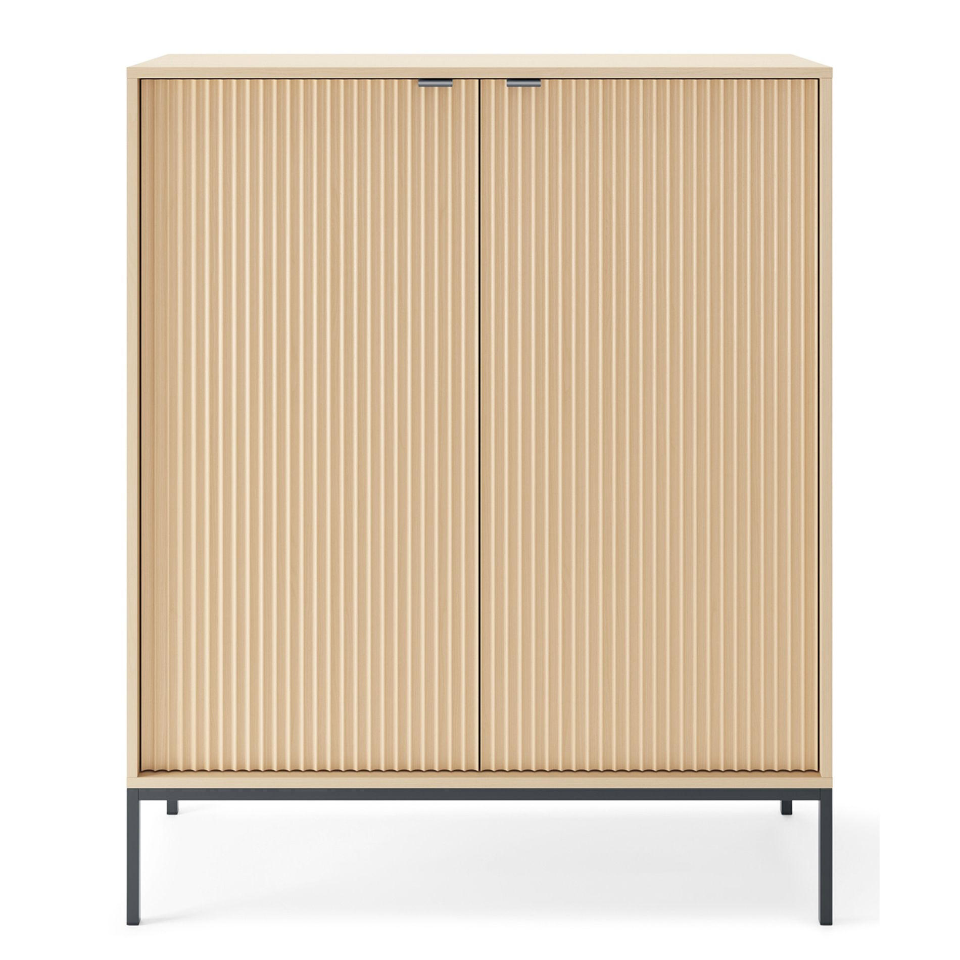 VYSOKÁ komoda Vellore Dekor dub Vicenza s černou podnoží 104 cm - černá/béžová, kov/kompozitní dřevo (104/125/39cm) - Selsey