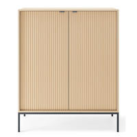 VYSOKÁ komoda Vellore Dekor dub Vicenza s černou podnoží 104 cm - černá/béžová, kov/kompozitní dřevo (104/125/39cm) - Selsey
