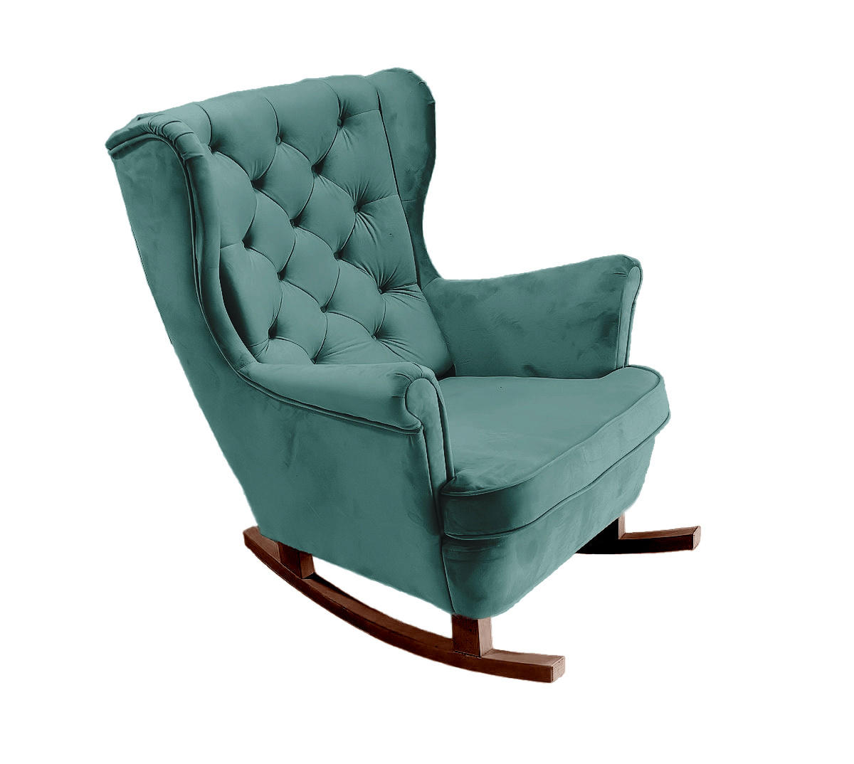 SCHAUKELSESSEL mit gepolstertem Sitz und Armlehnen, 102x81x95 cm, Grün_29854 - Braun/Mintgrün, Holz/Textil (81/102/95cm) - DomoHome