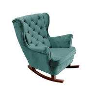 SCHAUKELSESSEL mit gepolstertem Sitz und Armlehnen, 102x81x95 cm, Grün_29854 - Braun/Mintgrün, Holz/Textil (81/102/95cm) - DomoHome