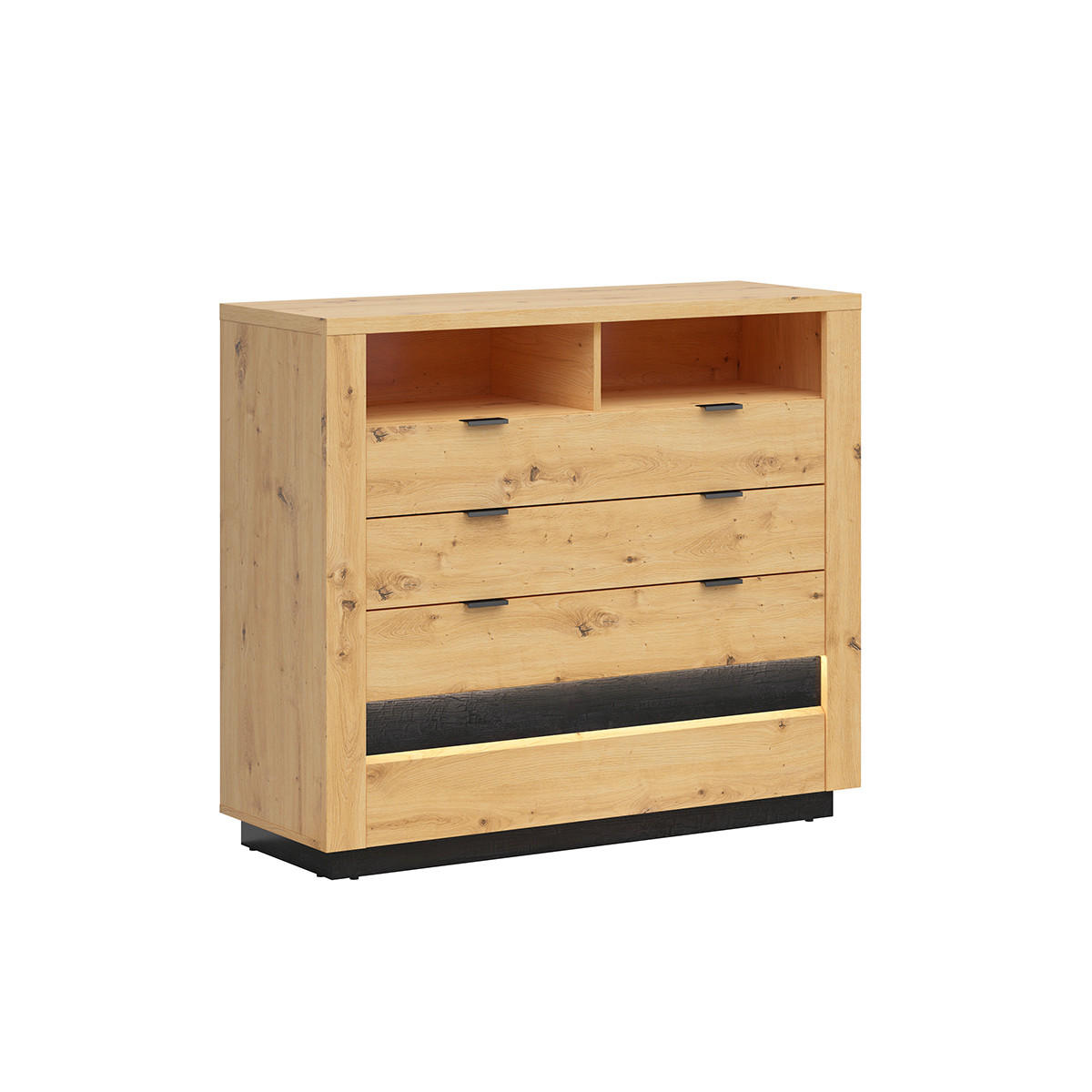 KOMODA Glenn Dřevo a černá - černá, kompozitní dřevo (116/101/42cm) - Petits-meubles