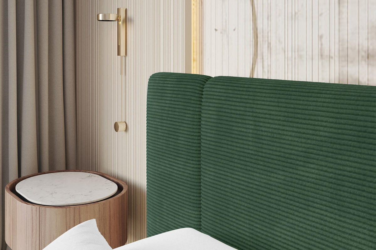 POLSTERBETT mit Bettkasten und Lattenrost, Bett mit Matratze H3/H4 - TEVO 160x200 Grün - Grün, Holzwerkstoff/Textil (160/200cm) - ALTDECOR