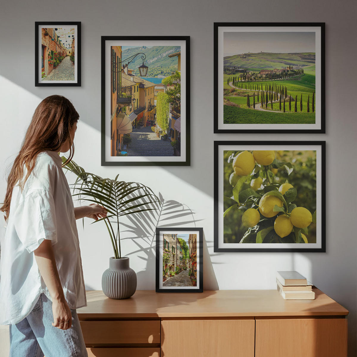 WANDBILDER 5er-Set - 50x50 cm & 20x30 cm & 40x60 cm Schwarzer Rahmen - Zitat über New Yorker Landschaften - Schwarz, Kunststoff (40/60cm) - ArtPrintCave