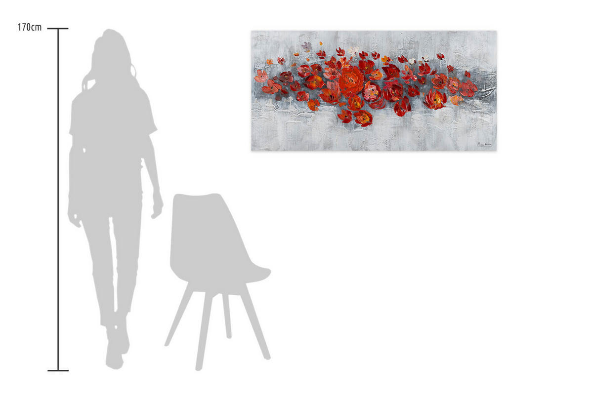 ÖLGEMÄLDE 120/60 cm - Rot/Grau, Holz/Textil (1.5/60cm) - KUNSTLOFT
