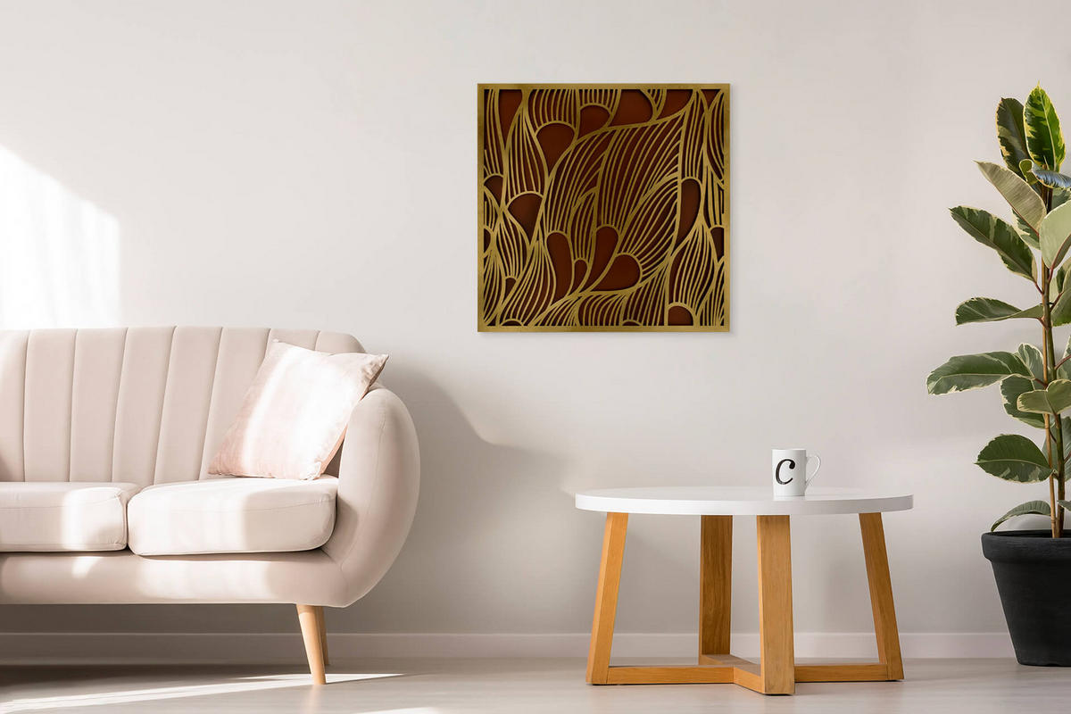 METALLBILD Gold 80/80 cm - Goldfarben/Schwarz, Metall (5.2/80cm) - KUNSTLOFT