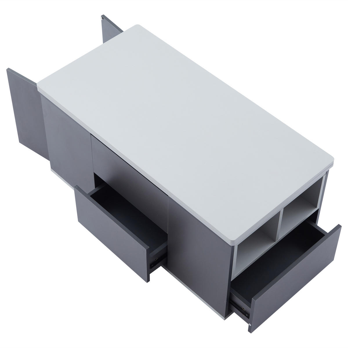 COUCHTISCH, höhenverstellbar, 2‑in‑1 Klapptisch mit Stauraum, 2 Schubladen, 100/51/47 cm, Grau - Grau, Holzwerkstoff (100/51/47cm) - Redom