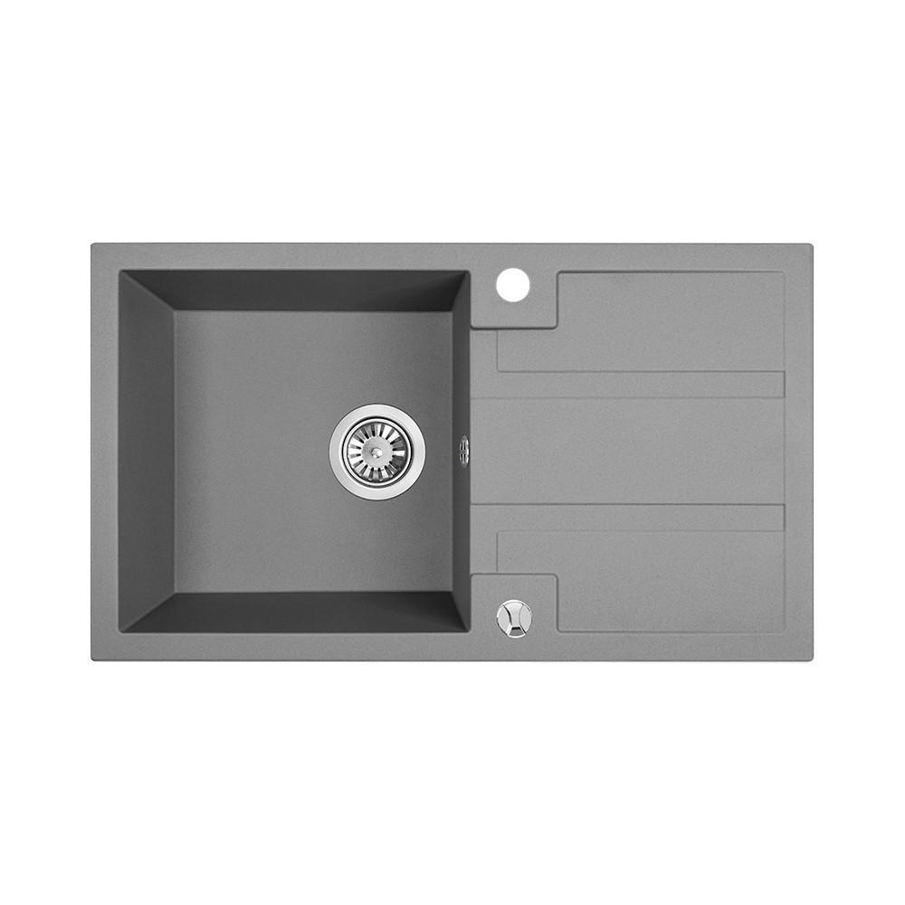 EINBAUSPÜLE Barbados Grau, Einzelbecken, 44/76/19,4 cm - Grau, Stein (44/19.4/76cm) - bad land