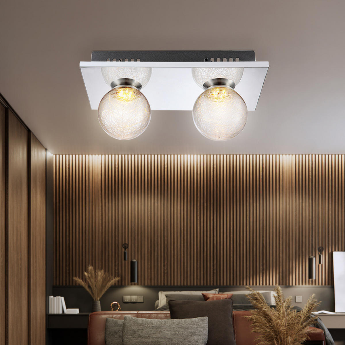 LED DECKENLEUCHTE Chrom Silber Glaskugel - Silberfarben, Glas (30/15/12.5cm) - Globo Lighting