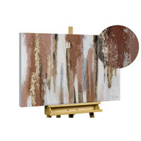 RUČNE MAĽOVANÝ AKRYLOVÝ OBRAZ 100/75 cm, biely/hnedý, abstraktný geometrický motív - hnedá/biela, drevo/textil (100/75cm) - KUNSTLOFT