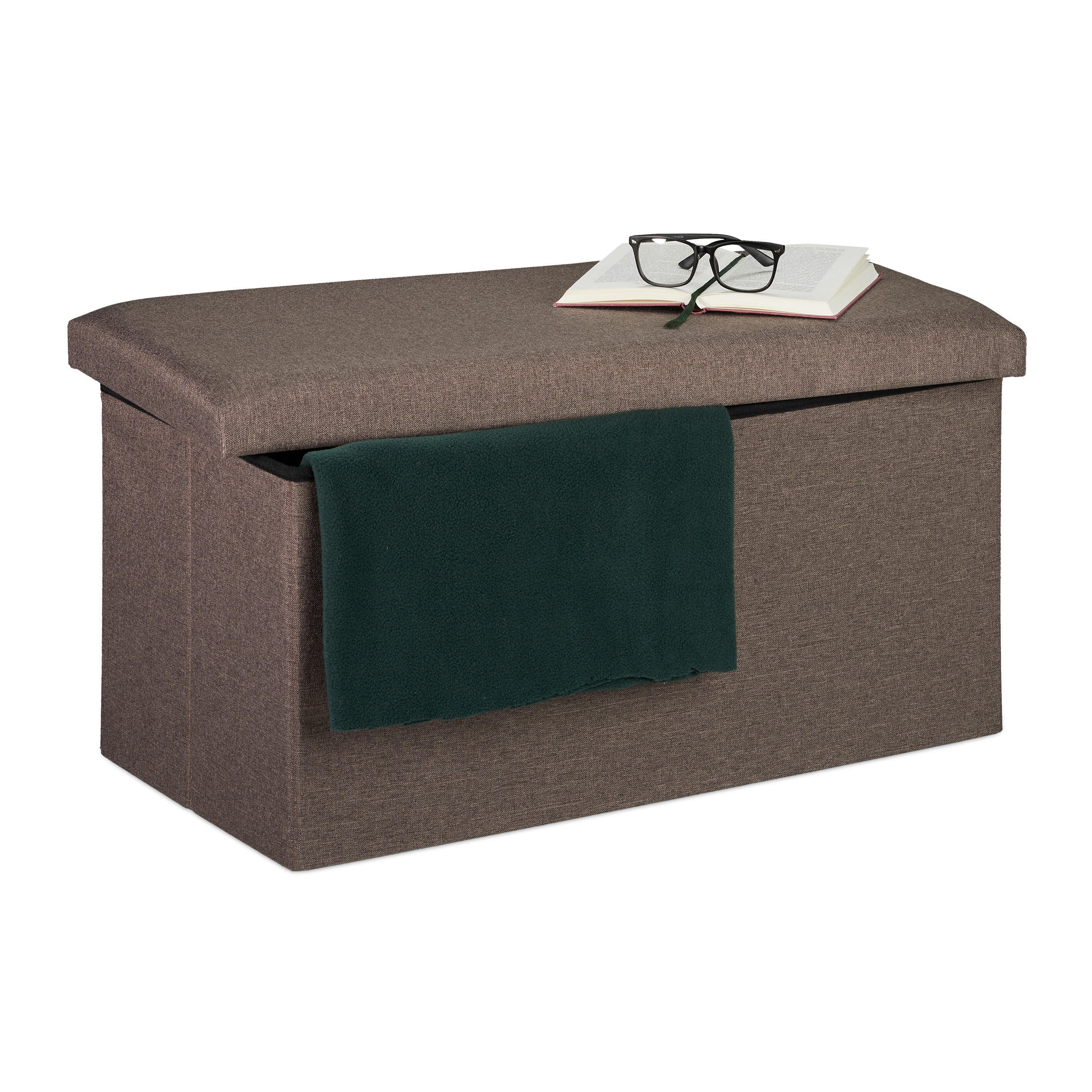 SITZBANK - Anthrazit, Holzwerkstoff/Textil (76.5/38/38.5cm) - Relaxdays