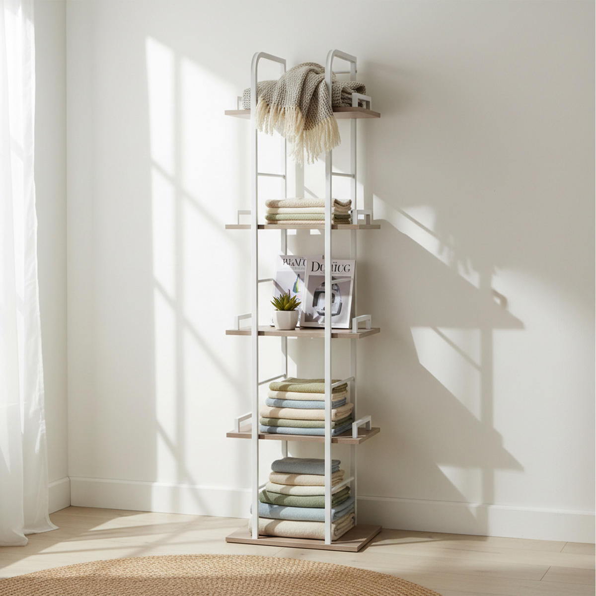 REGÁL - různobarevná, kov/kompozitní dřevo (38/143/24cm) - Relaxdays