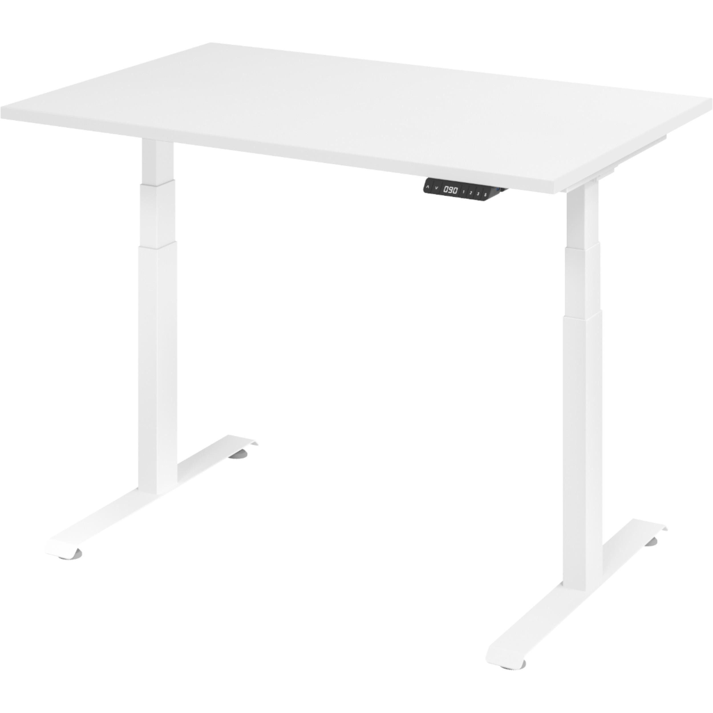 SCHREIBTISCH elektrisch 80/120/74 cm in Weiß/Weiß - Weiß, Holzwerkstoff (80/120/74cm) - bümö