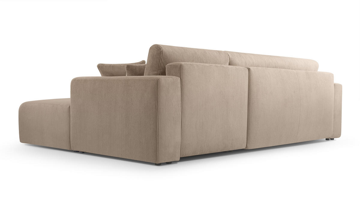 ECKSOFA L Form Catea Beige 279/145/84 cm Rechts mit Schlaffunktion - Beige/Schwarz, Kunststoff/Textil (279/145cm) - AX Living