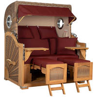 STRANDKORB XXL Düne Grande Teak Banana - Rot/Braun, Metall (142/170/95cm) - Mr. Deko