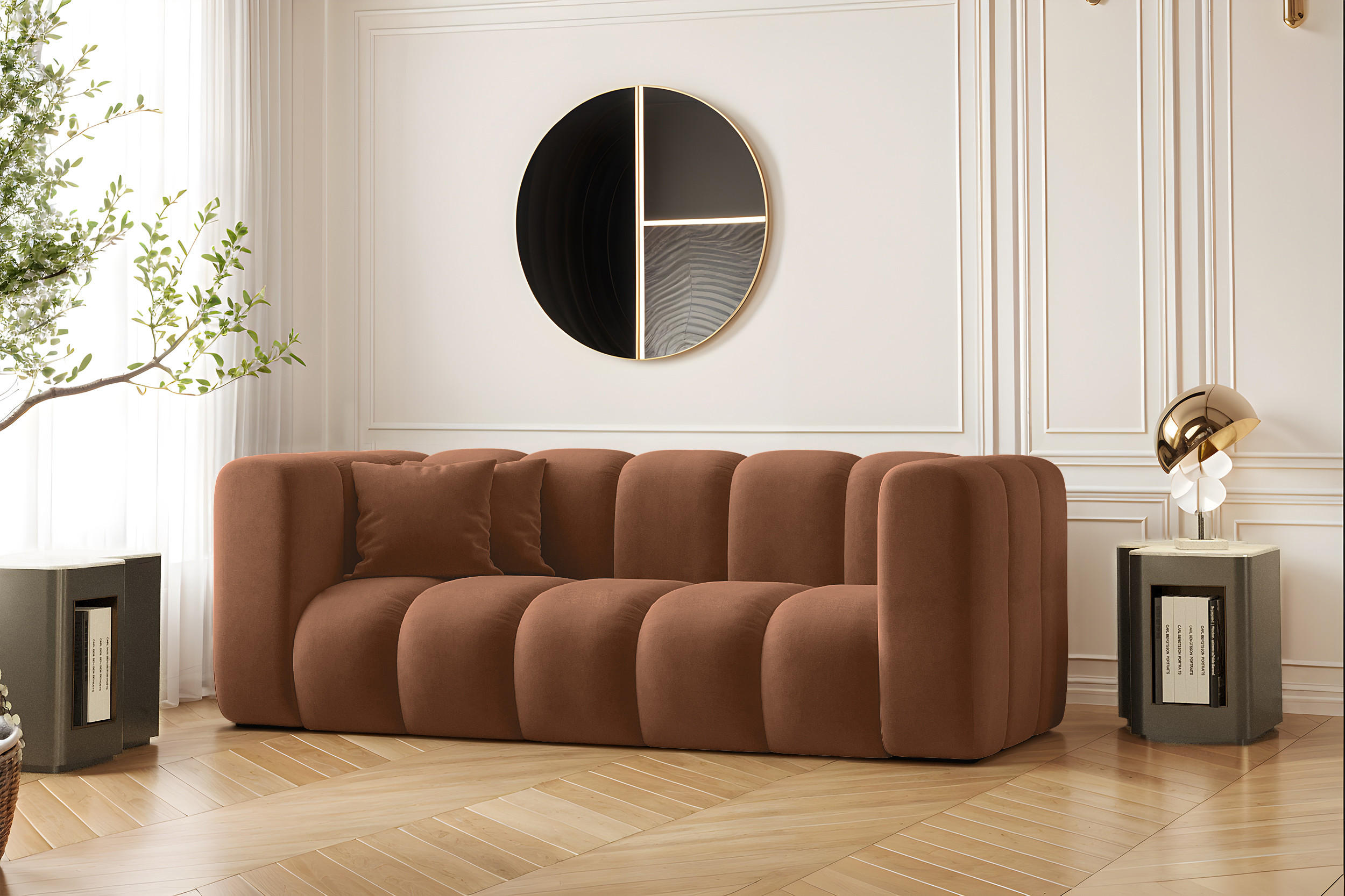 COUCH Sofa, Zweisitzer-Sofa Grand Modular Stoff Salvador Braun - Braun, Holz (197/70/91cm) - Kaiser Möbel