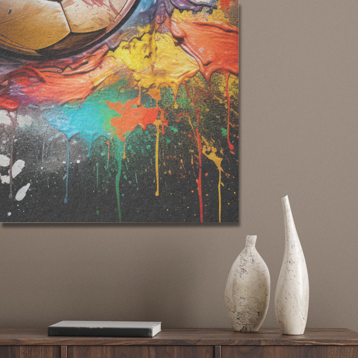 AKUSTIKPANEEL Fußball - Farbe - Farben - Schwarz - Weiß 60x80 cm - Weiß, Textil (60/0.9/80cm) - MuchoWow