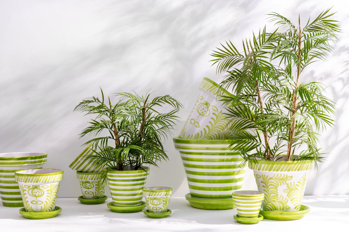 BLUMENTOPF GRANADA PATTERN - Töpferei - Grün - XS - Ø 17 cm - Multicolor, Keramik (17/15cm) - J-Line