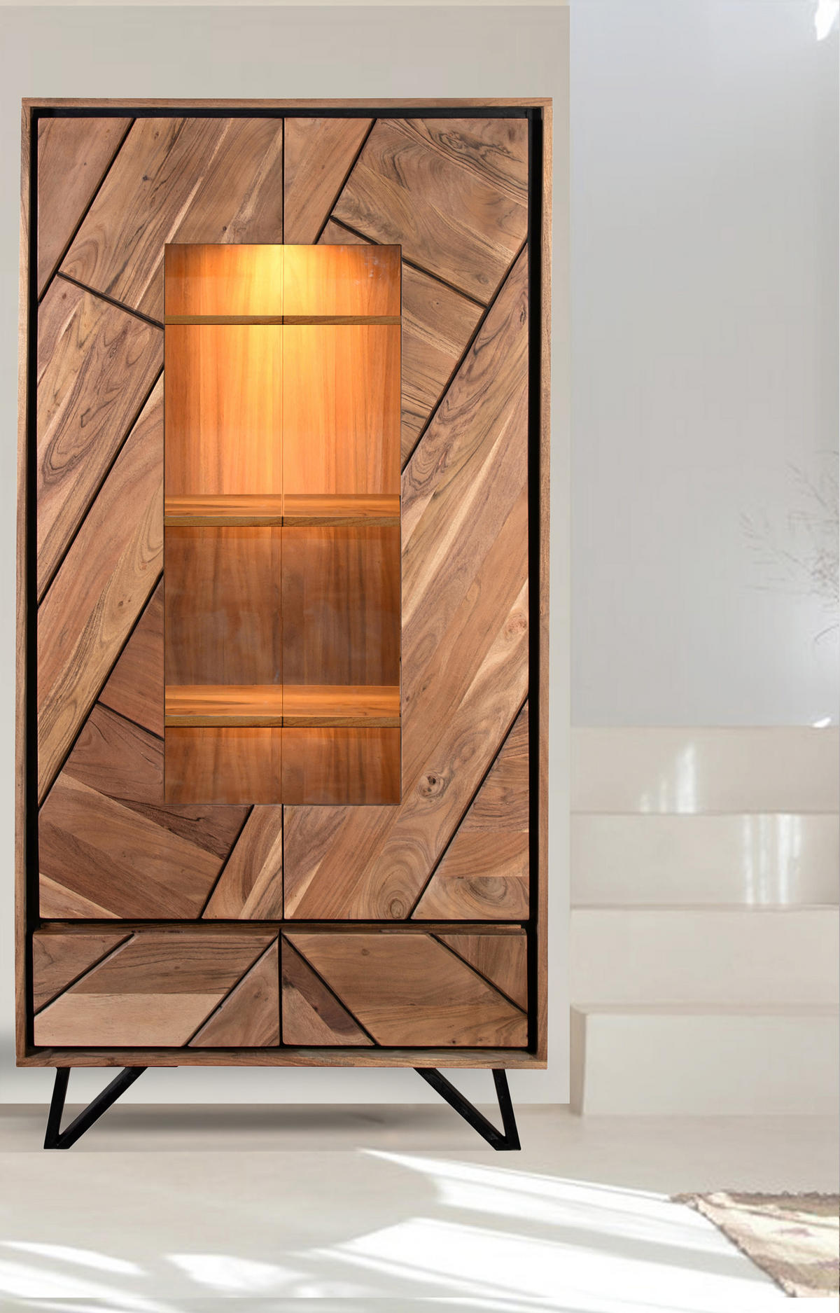 SCHRANK Ebba Offene Front Akazienbraun 180x40x90cm - Akaziefarben, Holz (90/180/40cm) - DELUKE
