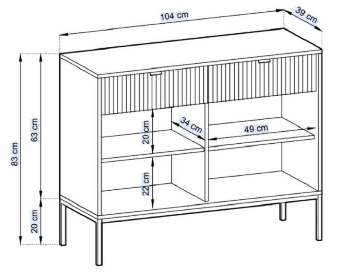 SIDEBOARD Schwarz KSZ104 Mit Schwarzer Tischplatte - Schwarz, Holzwerkstoff (104/83/39cm) - Sepro Meble