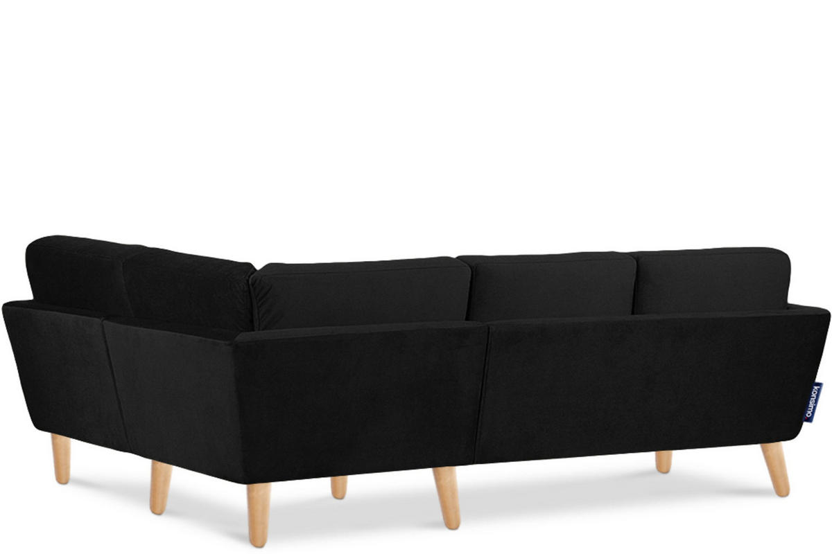 ECKSOFA-RECHTS TAGIO 3/4 Sitzer, Schwarz - Schwarz/Braun, Buchenholz/Textil (220/181cm) - KONSIMO®