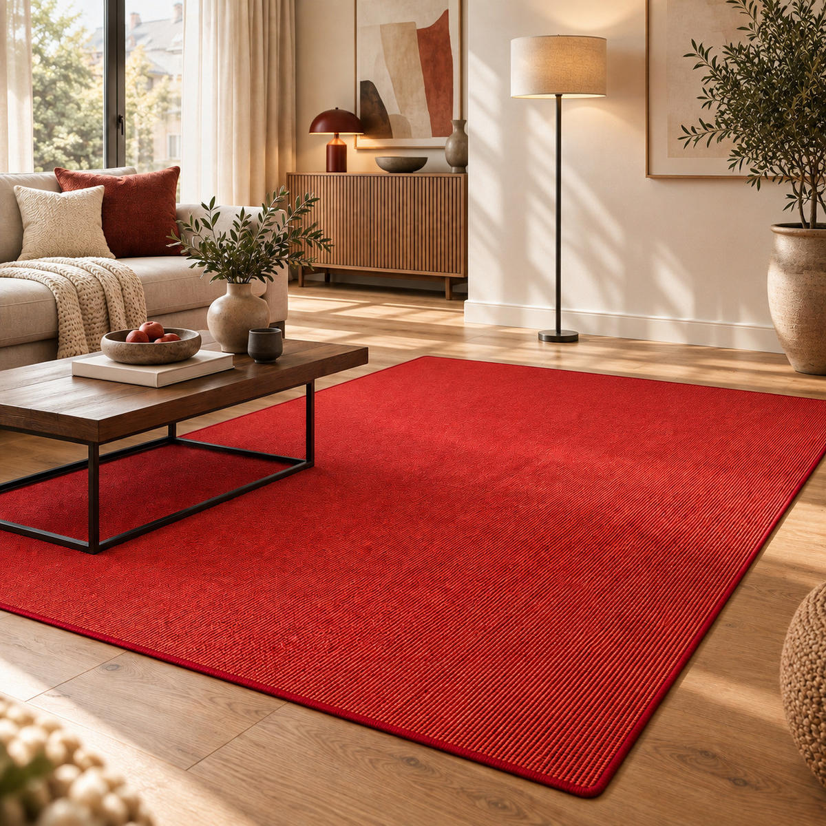 SISAL NATUR TEPPICH KLASSISCH - Rot, Textil (160/200cm) - Snapstyle