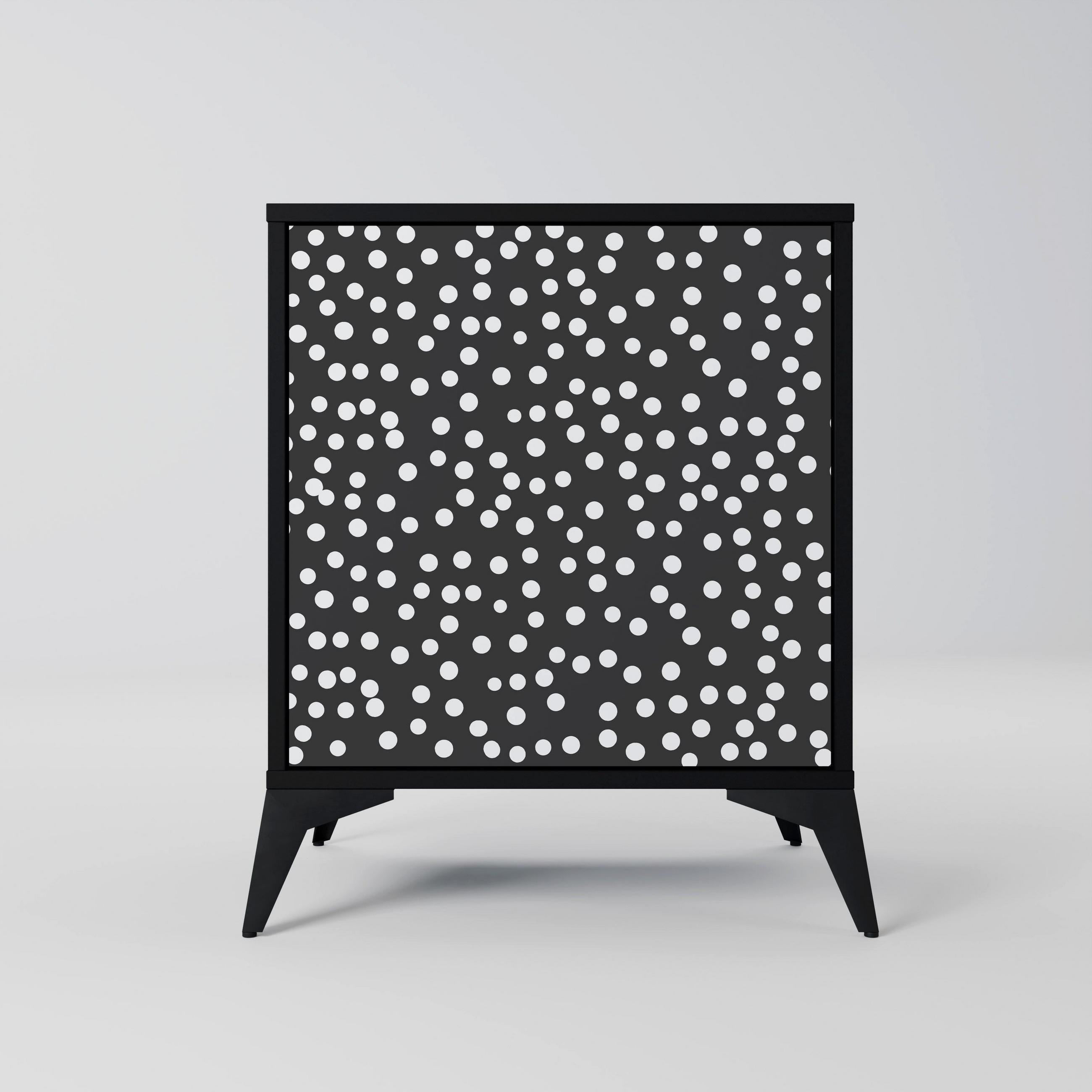 SIDEBOARD BLINDING LIGHTS, Schwarz, 57,5x42x70,5 cm, Schwarze Metall-Sternfüße - Multicolor/Schwarz, Holzwerkstoff/Metall (57.5/70.5/42cm) - SpaceRebels