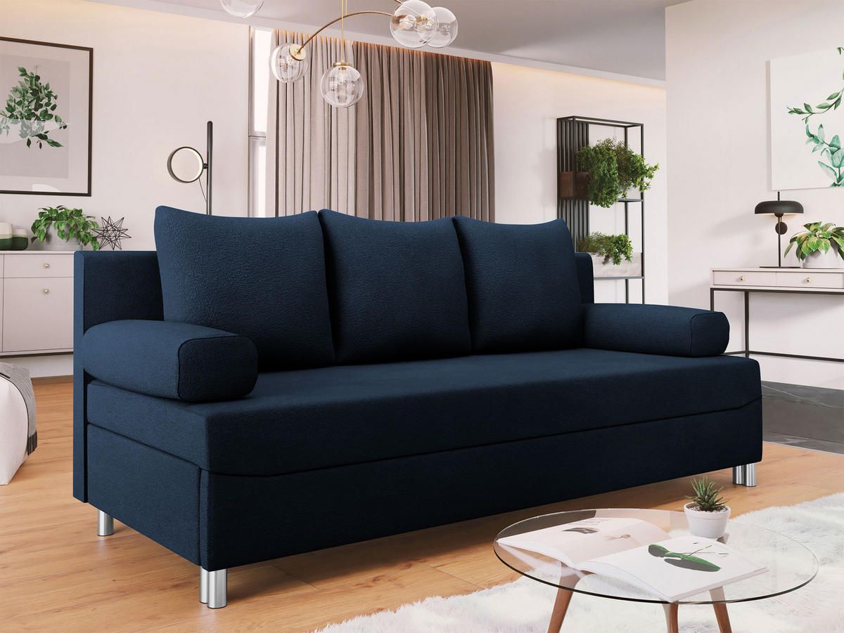 SCHLAFSOFA Dover - Chromfarben/Blau, Holz/Kunststoff (192/86/80cm) - MIRJAN24