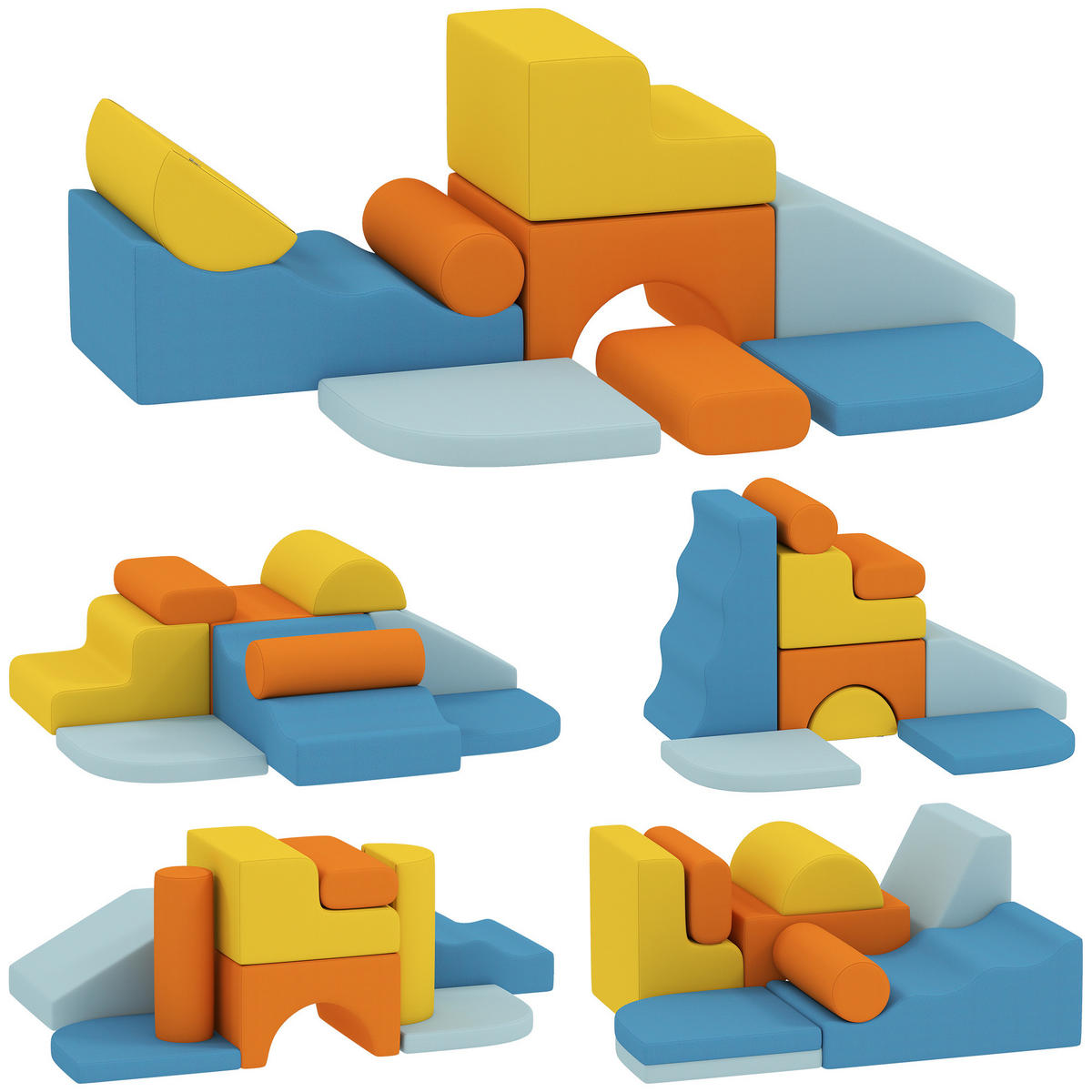 SCHAUMSTOFF Bausteine Kinder Softbausteine mit abnehmbarem Bezug Cord-Optik - Multicolor, Textil (80/140cm) - AIYAPLAY