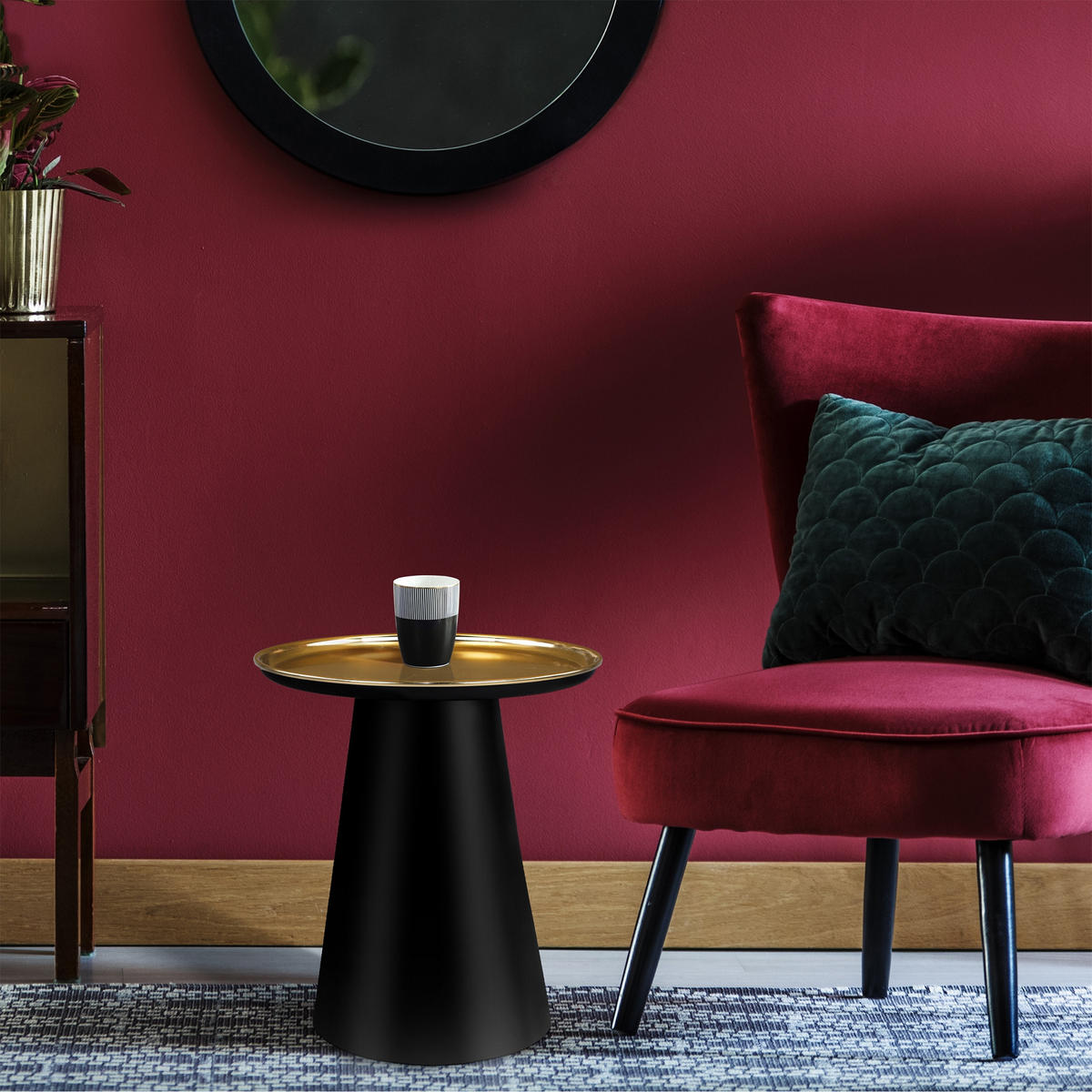 BEISTELLTISCH rund Gold/Schwarz Ø 50 cm - Goldfarben, Metall (50/50/50cm) - WOMO-DESIGN