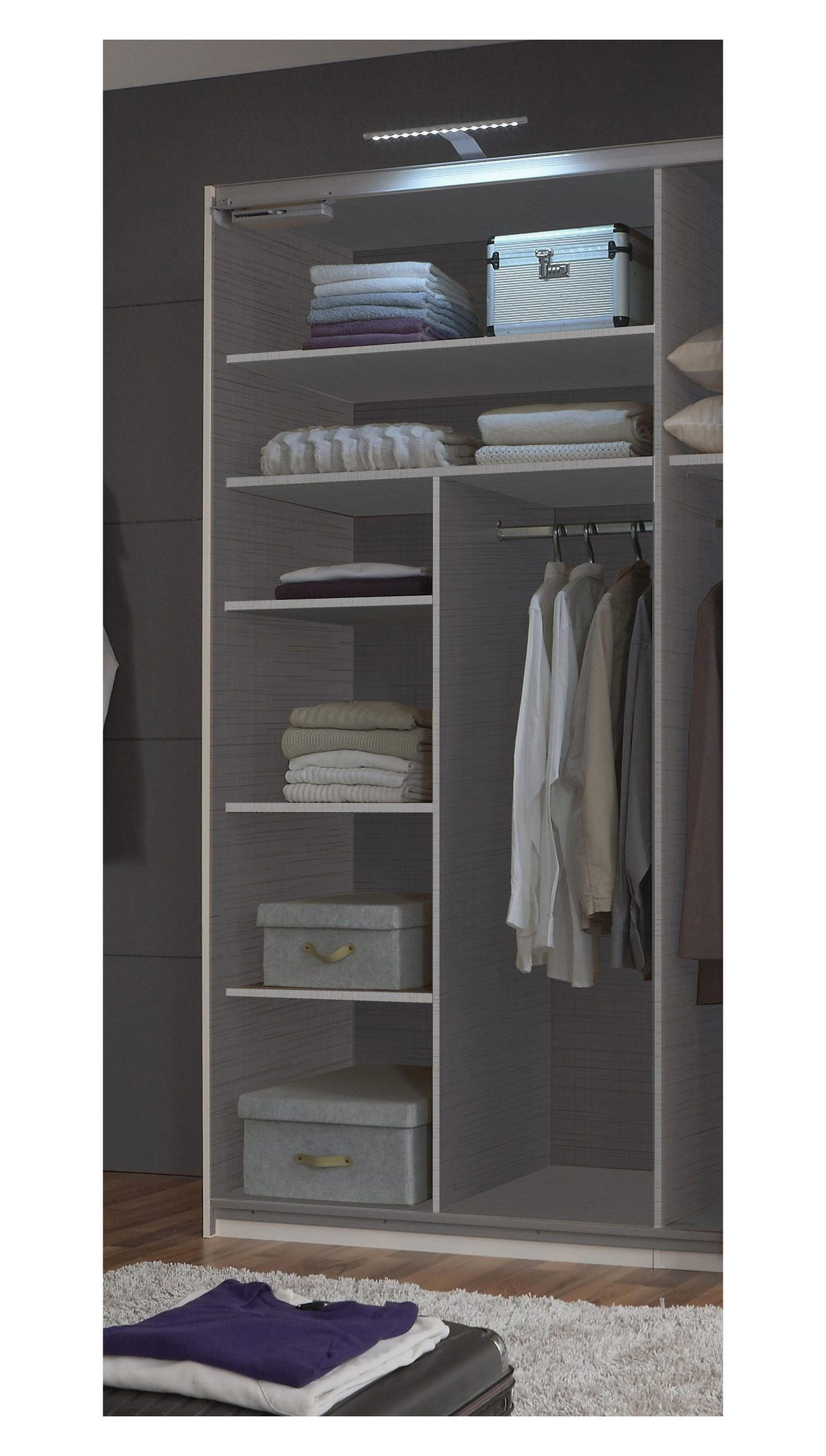 INNENEINTEILUNG Leinen grau 87 / 50 / 162,9cm - Grau, Holz/Holzwerkstoff (87/162.9/50cm) - Wimex