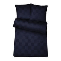 BETTWÄSCHE Damast 135x200 Blau kariert - Bettbezug aus 100% Baumwolle - Dunkelblau, Textil (135/200cm) - Carpe Sonno