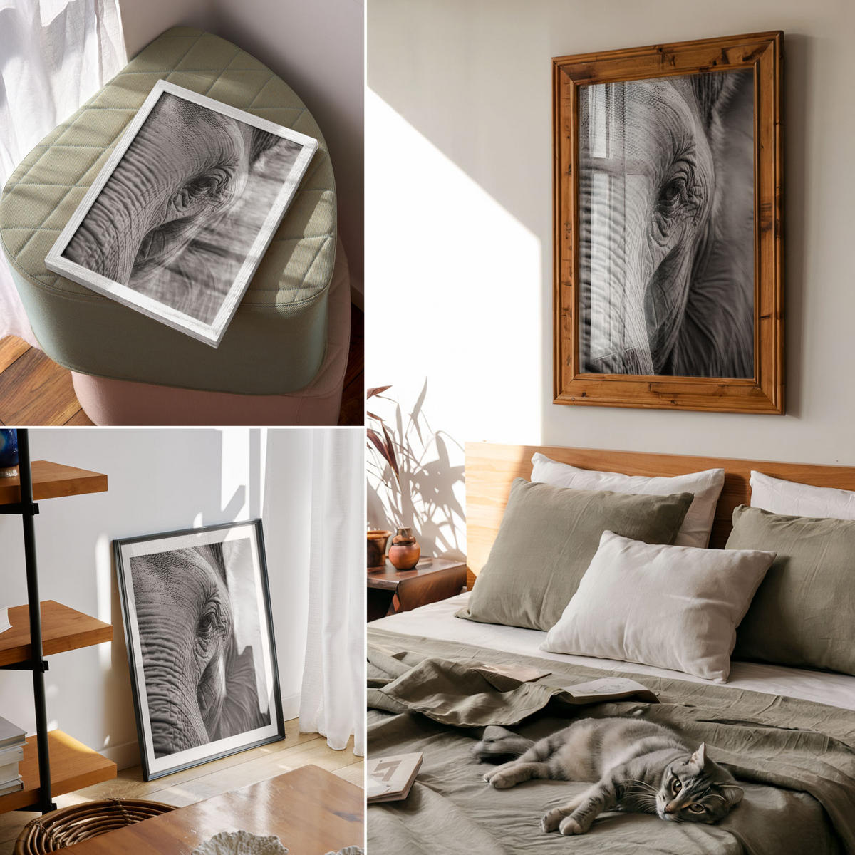 POSTER - 42x59 cm - Visual Echo - Elefantenblick - Schwarz, Textil (42/59/0.1cm) - TULUP