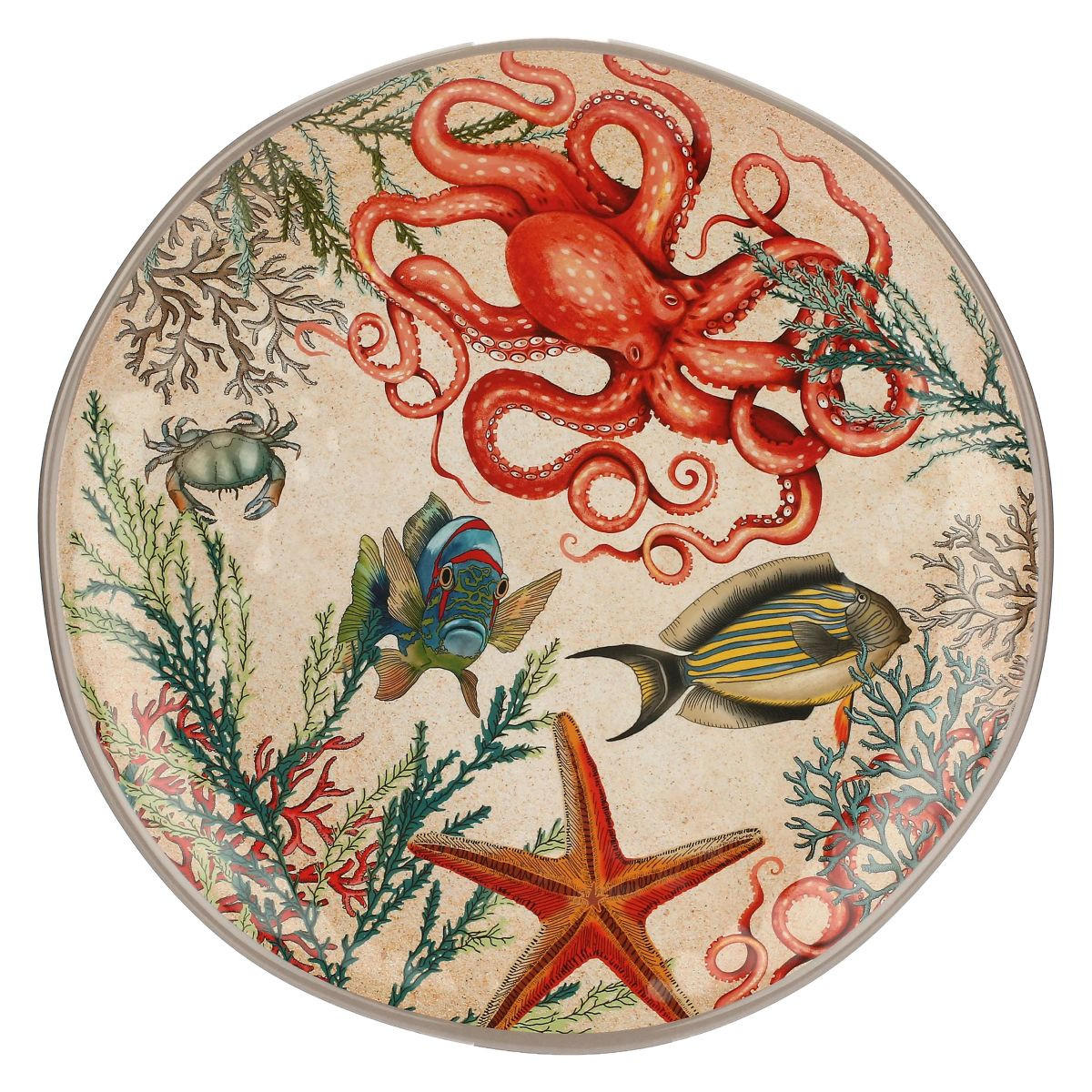 SERVIERTELLER / Pizzateller Ø 42 cm Sea Life - Multicolor, Kunststoff (42/3.5/42cm)