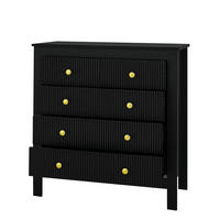 KOMMODE 79/39,5/80,5 cm in Schwarz mit 5 Schubladen und Goldgriffen - Schwarz, Holzwerkstoff (79/80.05/39.5cm) - Flora Grace