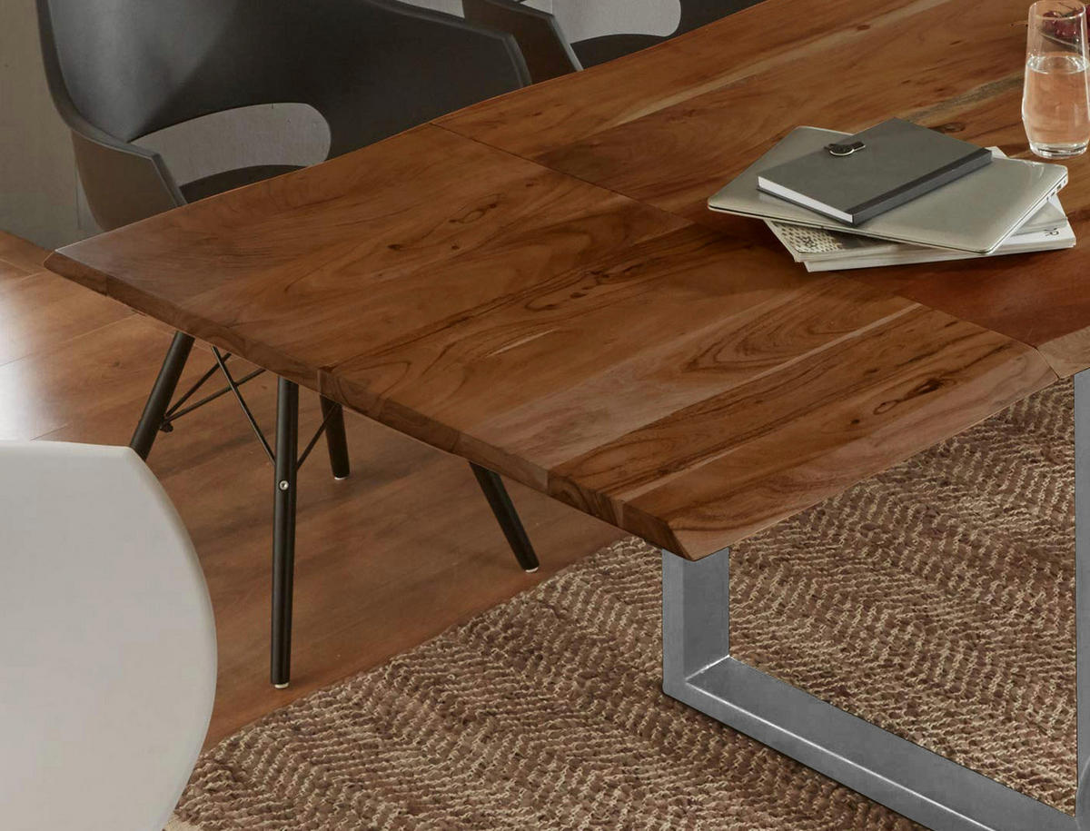 ESSTISCH ADINA - Silberfarben/Braun, Holz/Metall (90/140/76cm) - SAM