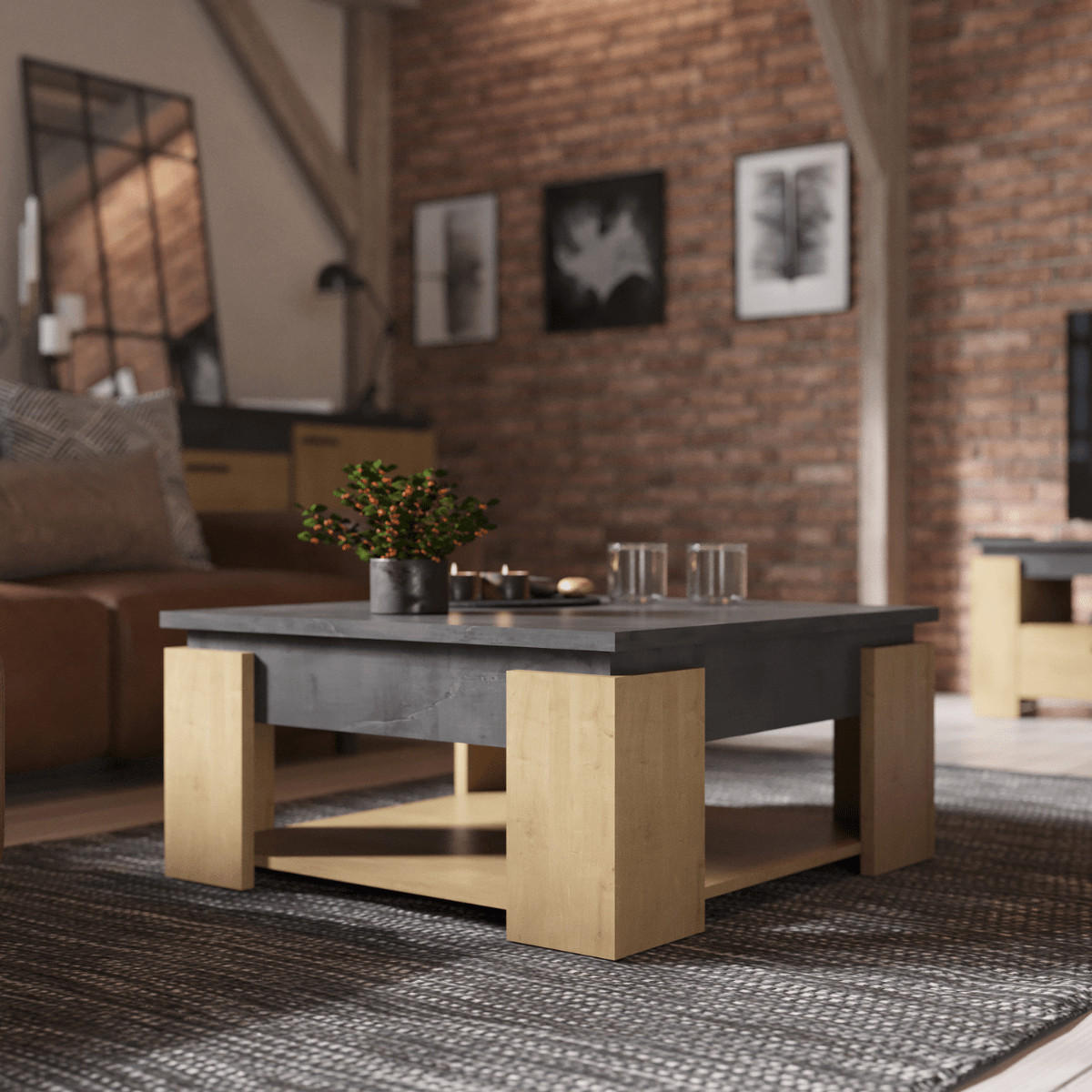 COUCHTISCH - austin 80/80/37,2 cm - Apfelbaumfarben, Holzwerkstoff (80/80/37.2cm) - Calicosy