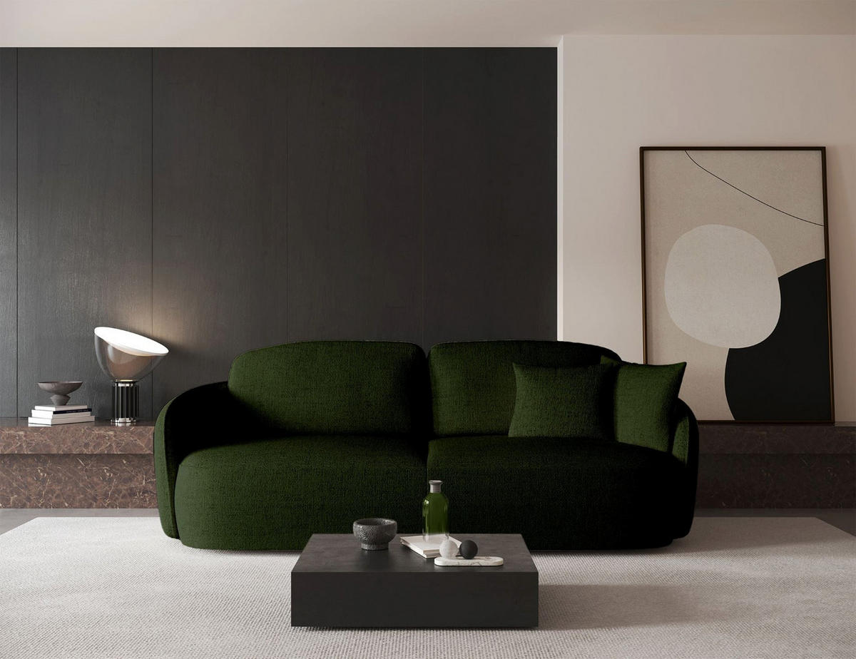 3-SITZER-SOFA Savoy Olivgrün mit Schlaffunktion - Schwarz/Olivgrün, Kunststoff/Textil (254/96/105cm) - Selsey