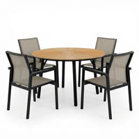 GARTENMÖBEL SET AGAPE/WINDY 5er Set grau, natur, schwarz - Grau, Metall - IDIMEX