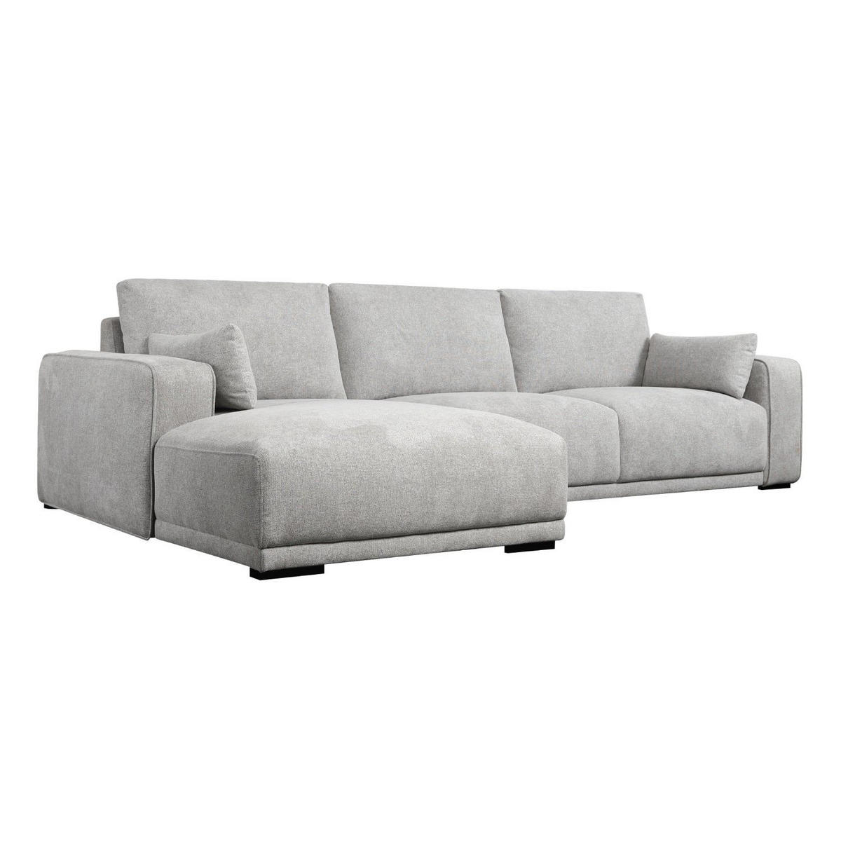 ECKSOFA Webstoff Grau - Schwarz/Grau, Holz/Textil (105/305cm) - Furnhouse