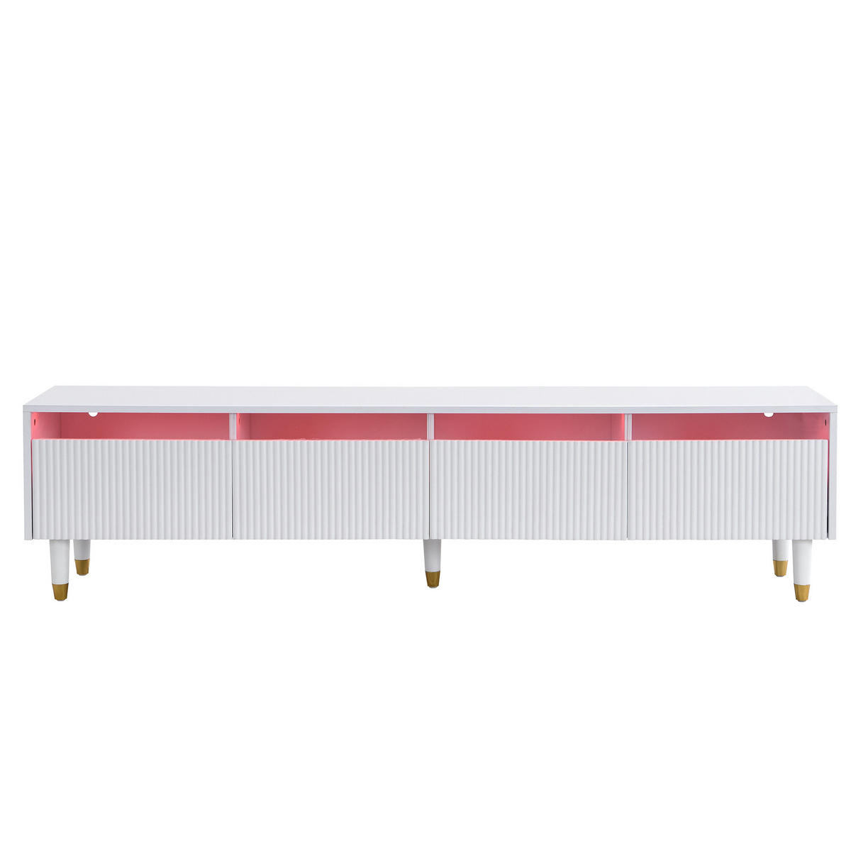 LOWBOARD 178/35/45 cm in Weiß mit 4 Schubladen und Kabelmanagement - Weiß, Holzwerkstoff (178/45/35cm) - Flora Grace
