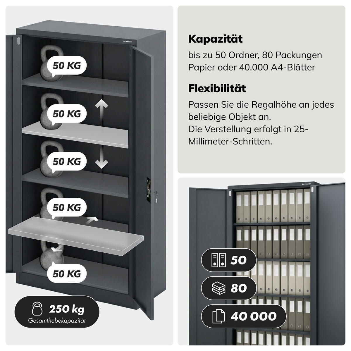 AKTENSCHRANK JAN 185x90x45 cm - Grün, Metall (90/185/40cm) - Jan Nowak