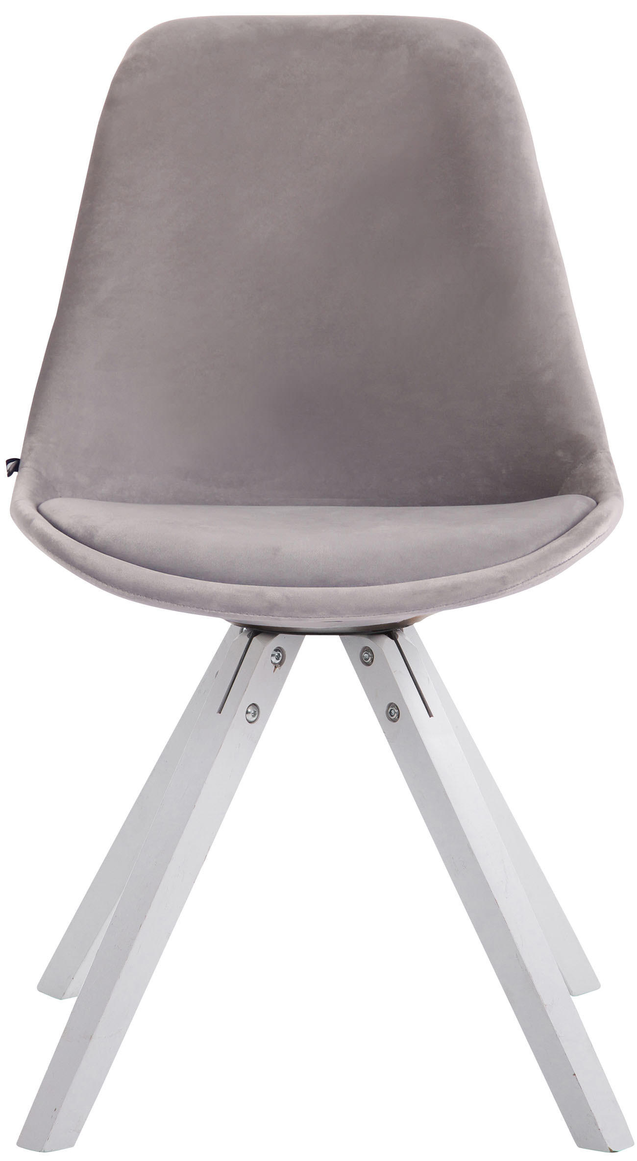BESUCHERSTUHL Toulon Samt, Gestell Buchenholz Weiß Square Grau - Weiß/Grau, Holz/Buchenholz (48/83/56cm) - TPFLiving