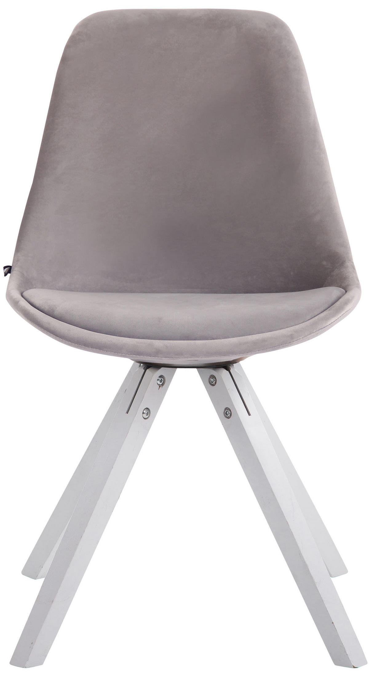 BESUCHERSTUHL Toulon Samt, Gestell Buchenholz Weiß Square Grau - Weiß/Grau, Holz/Buchenholz (48/83/56cm) - TPFLiving