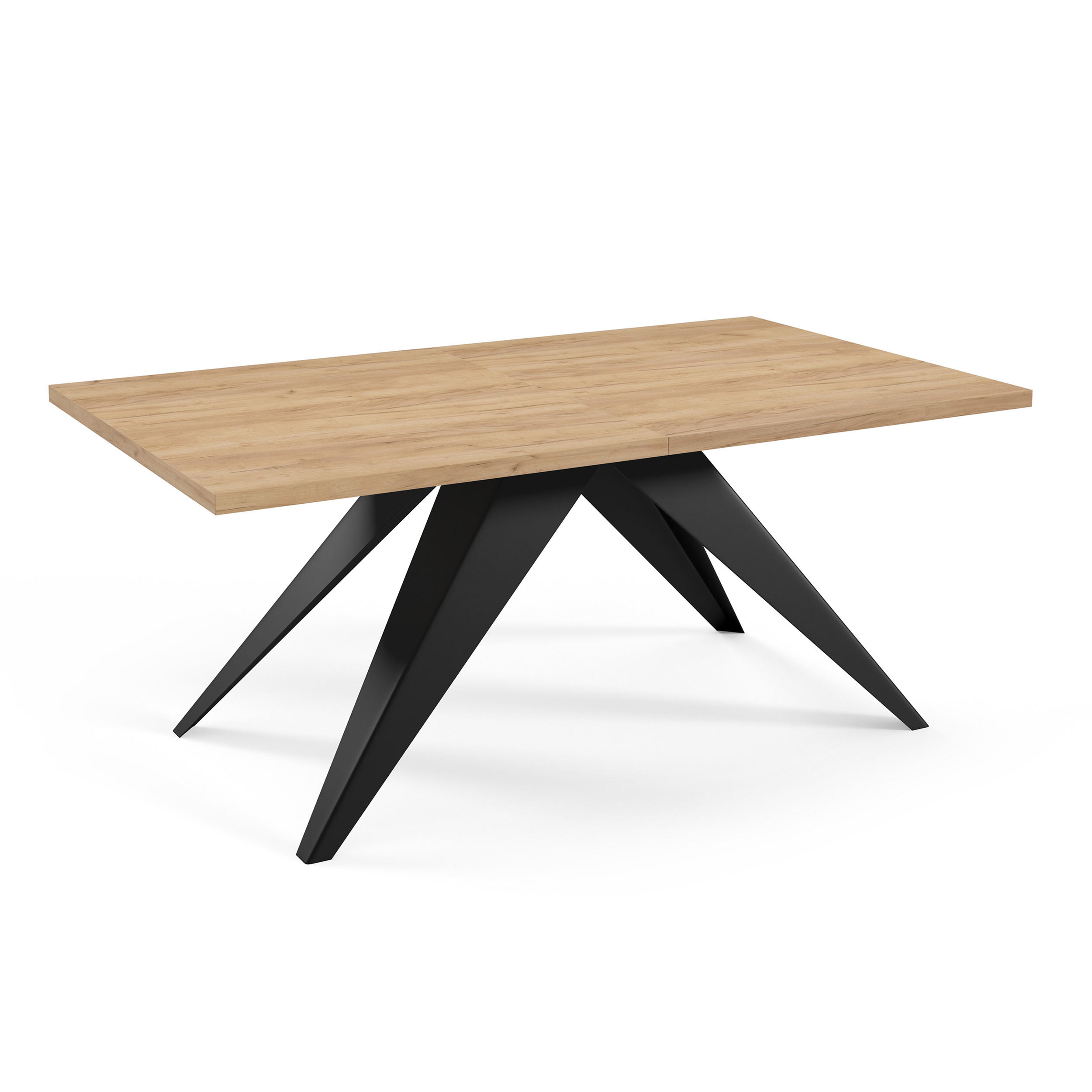 ESSTISCH Vivo, Rechteckiger Tisch mit Ausziehfunktion, 160-260x90 cm, Schwarz+eiche Craft - Eichefarben/Schwarz, Metall (160/90/76cm) - Beautysofa