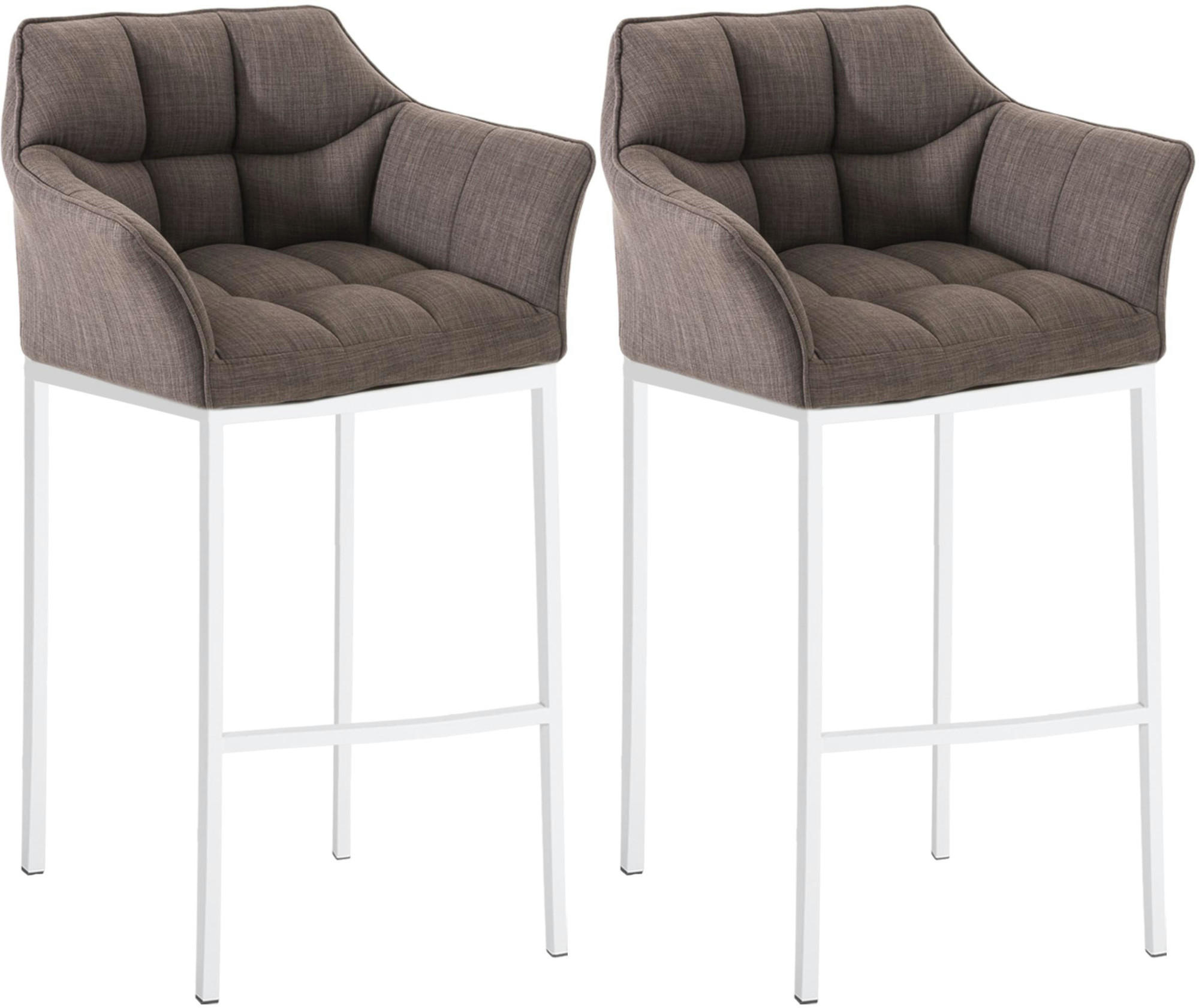 BARHOCKER 2er Set Stoff Grau - Weiß/Grau, Textil/Metall (64/110/48cm) - CLP