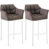BARHOCKER 2er Set Stoff Grau - Weiß/Grau, Textil/Metall (64/110/48cm) - CLP
